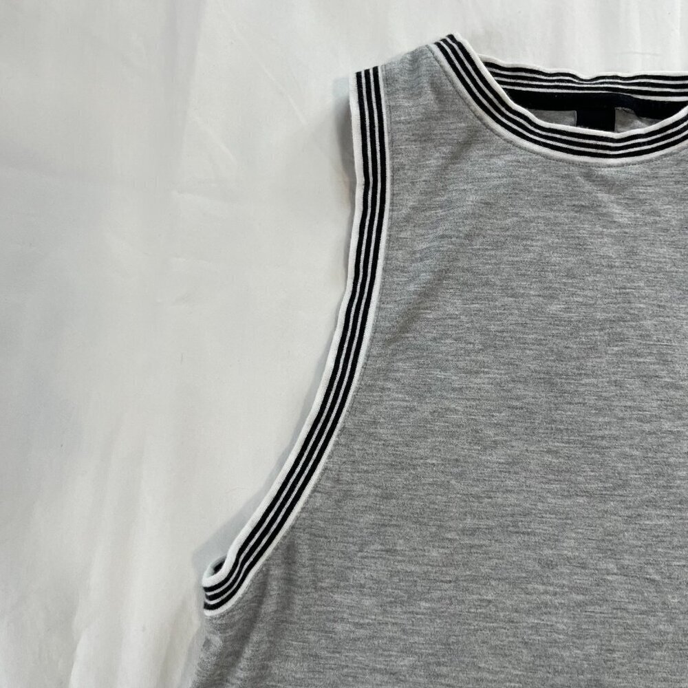 Adidas Light Gray Black White Stripe Detail Athletic Tank Top | Size S - Picture 2 of 5
